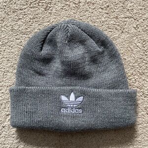 Adidas Grey Knit Embroidered Logo Beanie Hat